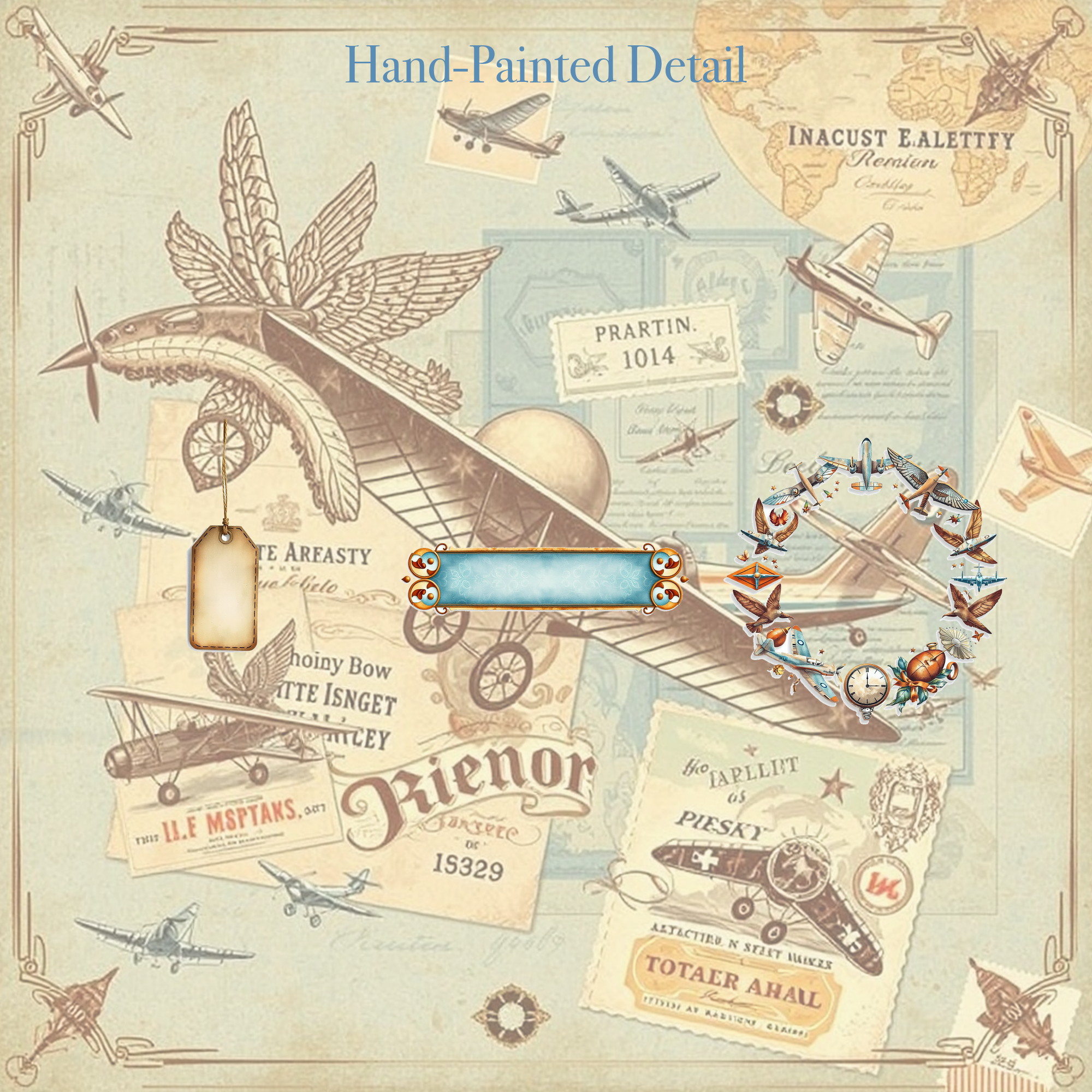 Vintage Aviation Junk Journal Kit | Biplane & Sky Ephemera Papers | Printable Cut-Outs | Digital Download
