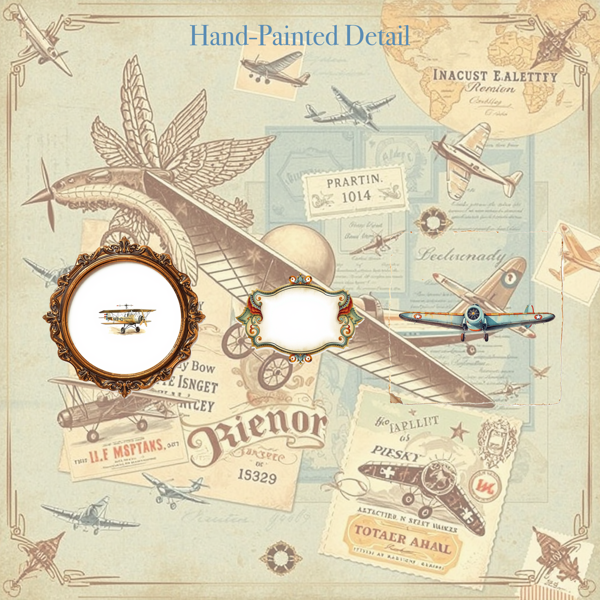 Vintage Aviation Junk Journal Kit | Biplane & Sky Ephemera Papers | Printable Cut-Outs | Digital Download