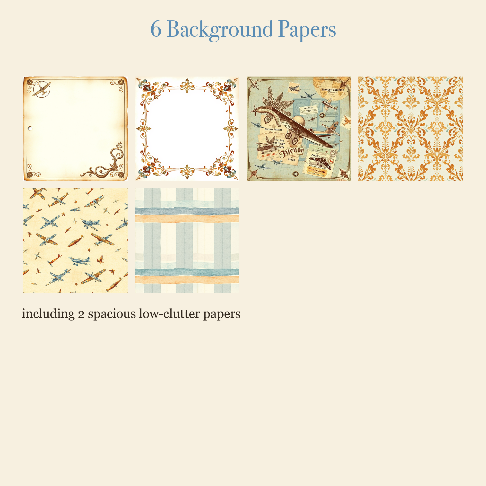 Vintage Aviation Junk Journal Kit | Biplane & Sky Ephemera Papers | Printable Cut-Outs | Digital Download