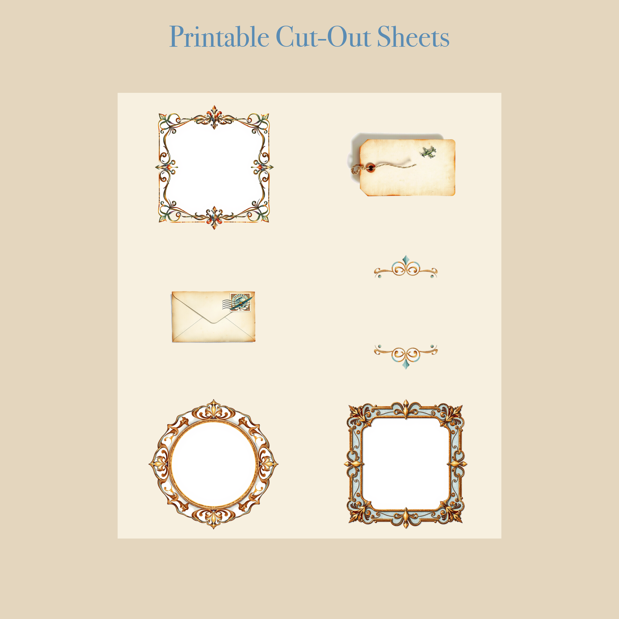 Vintage Aviation Junk Journal Kit | Biplane & Sky Ephemera Papers | Printable Cut-Outs | Digital Download