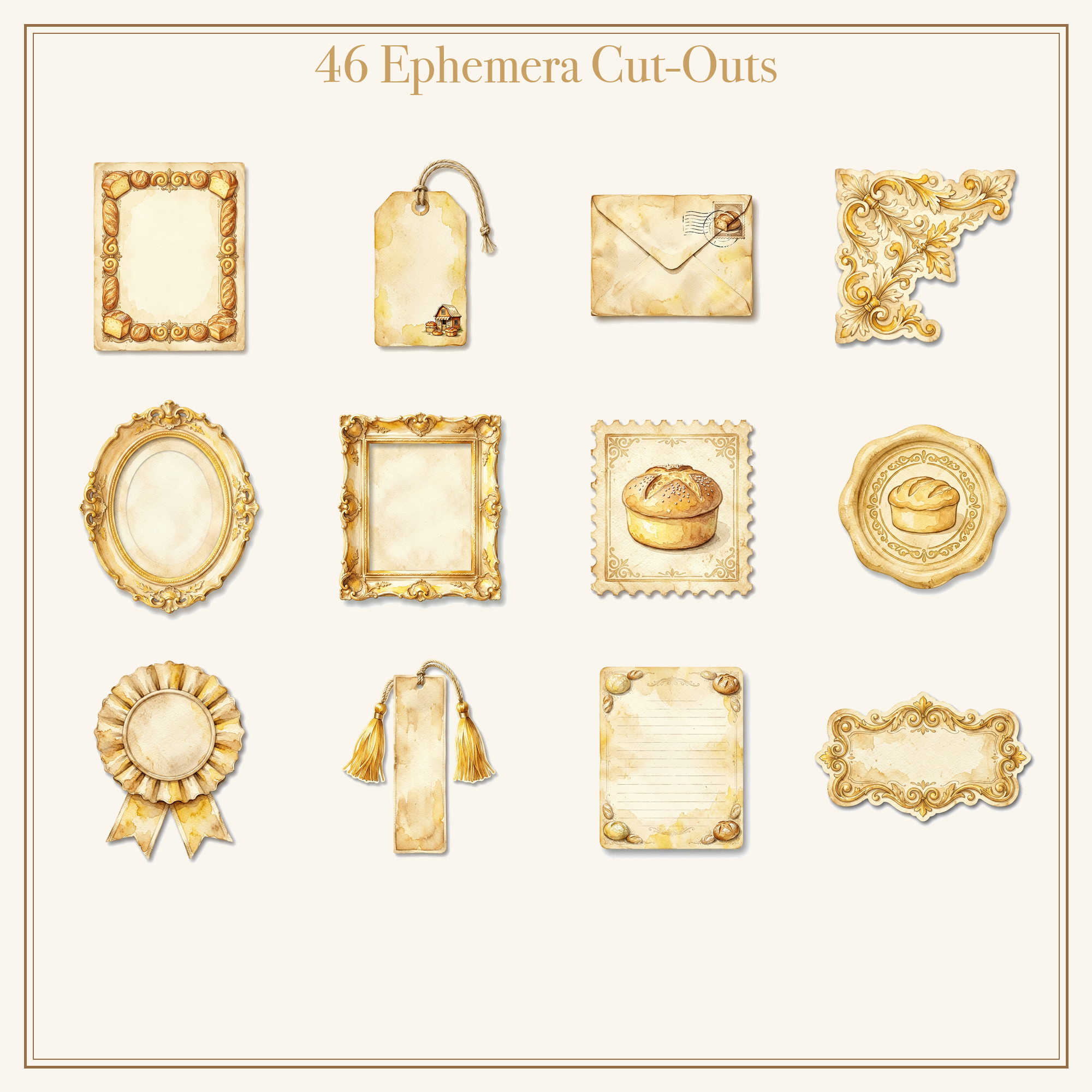 Vintage Bakery Junk Journal Kit | Bread & Pastry Ephemera Papers | Printable Cut-Outs | Digital Download