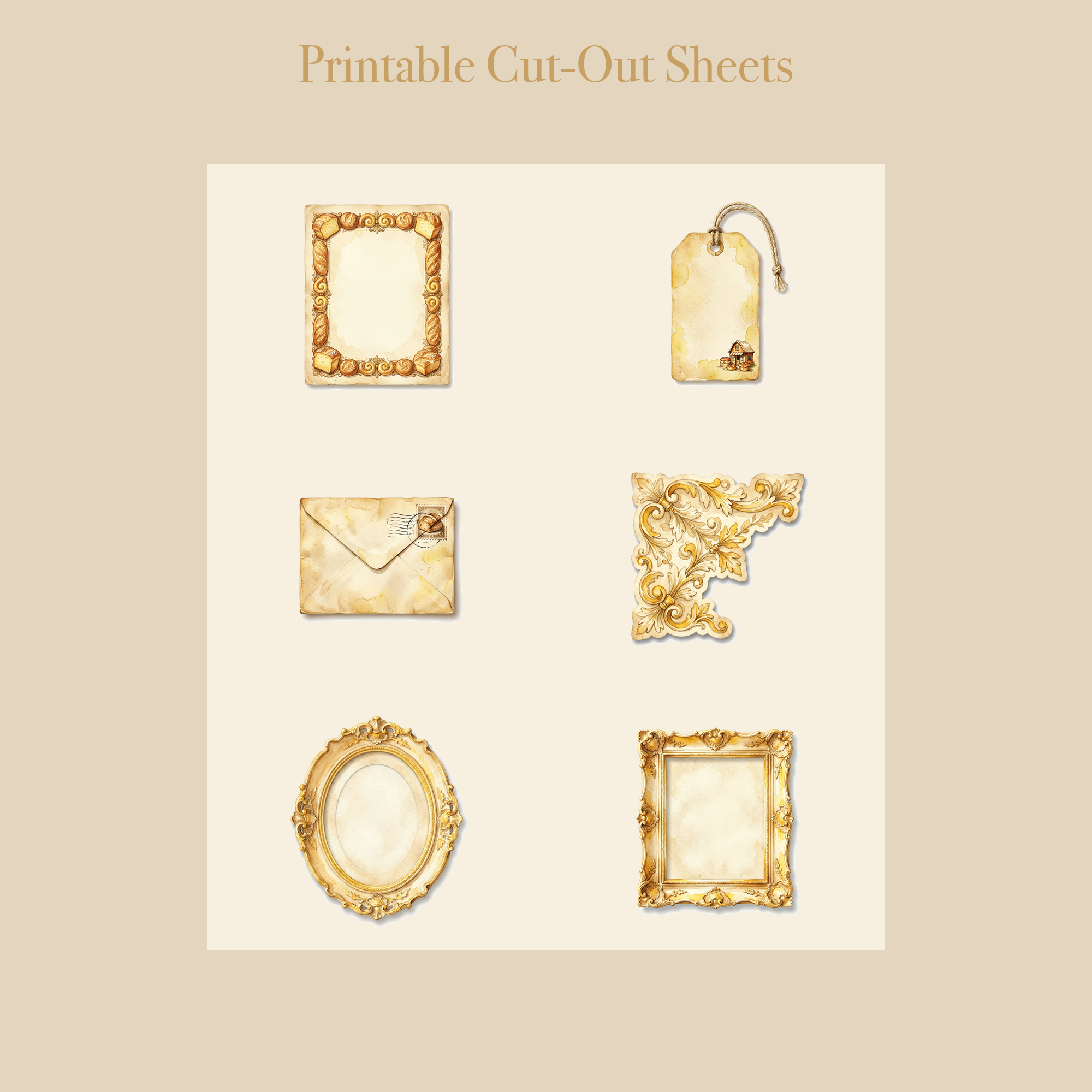 Vintage Bakery Junk Journal Kit | Bread & Pastry Ephemera Papers | Printable Cut-Outs | Digital Download