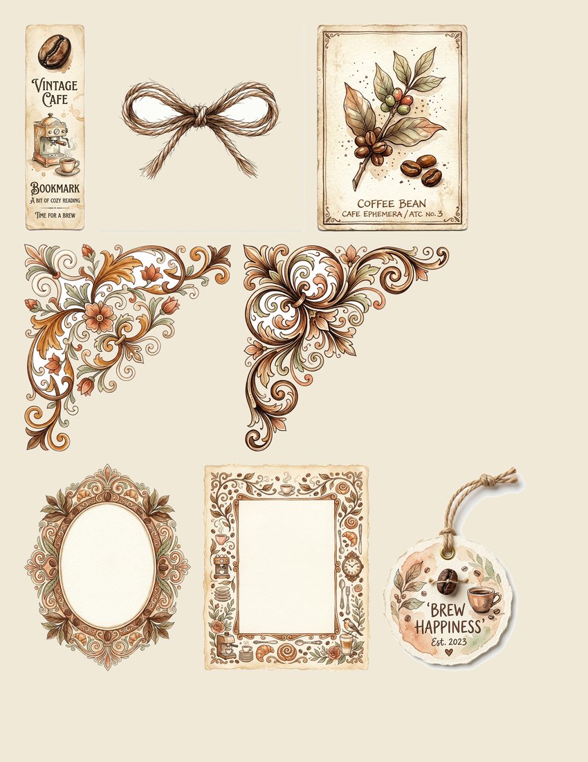 Vintage Coffee House Junk Journal Kit | Retro Cafe Coffee Ephemera + Printable Sheets | Coffee Lover Gift | Digital Download