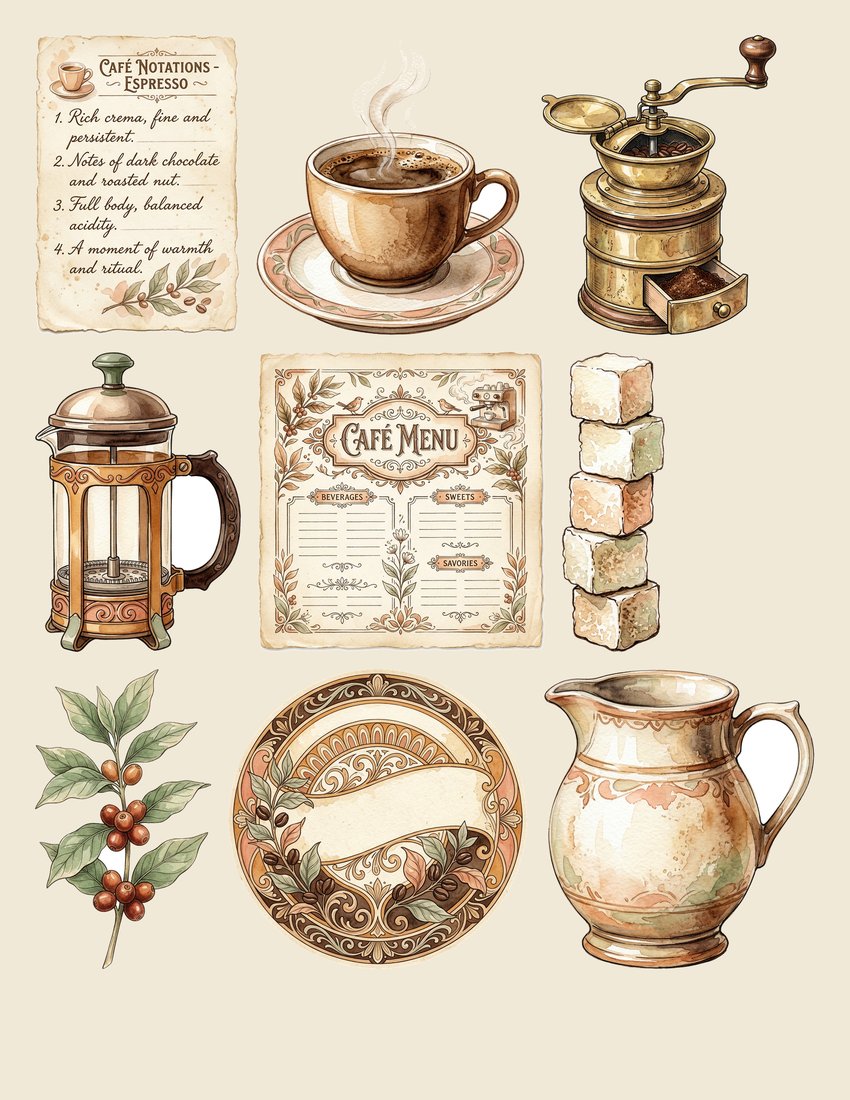 Vintage Coffee House Junk Journal Kit | Retro Cafe Coffee Ephemera + Printable Sheets | Coffee Lover Gift | Digital Download
