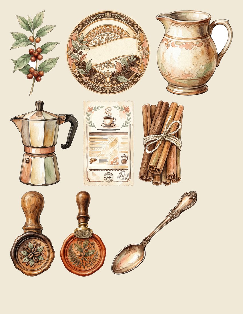 Vintage Coffee House Junk Journal Kit | Retro Cafe Coffee Ephemera + Printable Sheets | Coffee Lover Gift | Digital Download