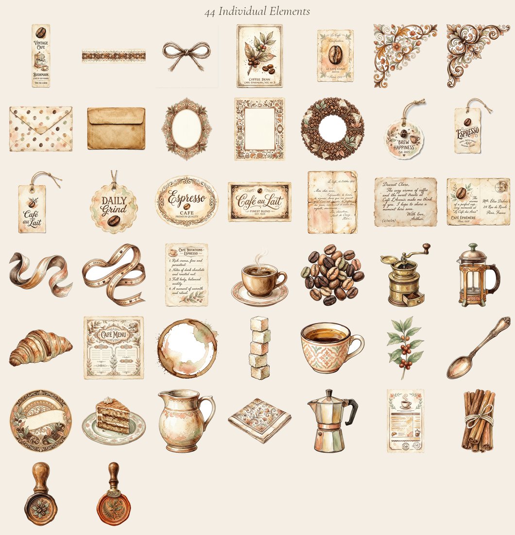 Vintage Coffee House Junk Journal Kit | Retro Cafe Coffee Ephemera + Printable Sheets | Coffee Lover Gift | Digital Download