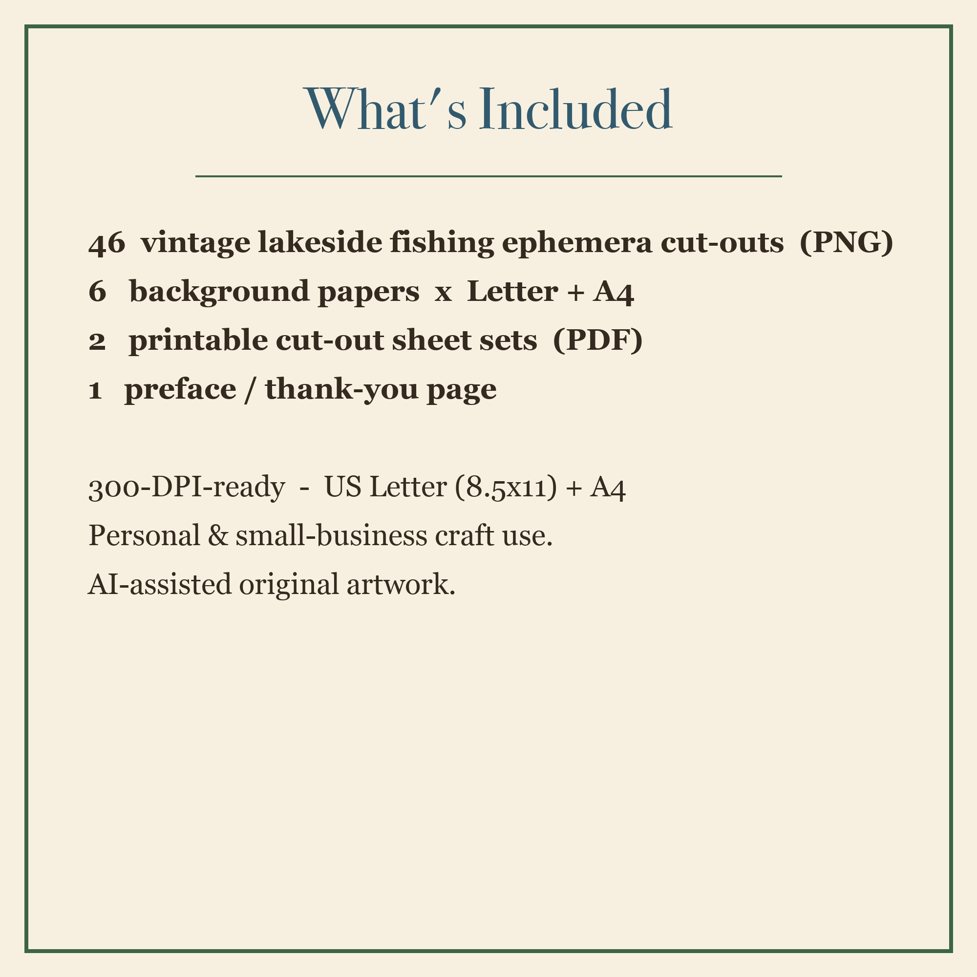 Vintage Fishing Junk Journal Kit | Lakeside Cabin & Angler Ephemera | Printable Cut-Outs | Digital Download