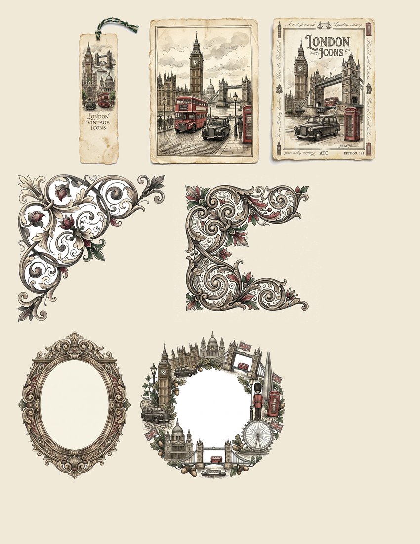 Vintage London Travel Junk Journal Kit | Foggy Street Ephemera + Printable Sheets | Digital Download