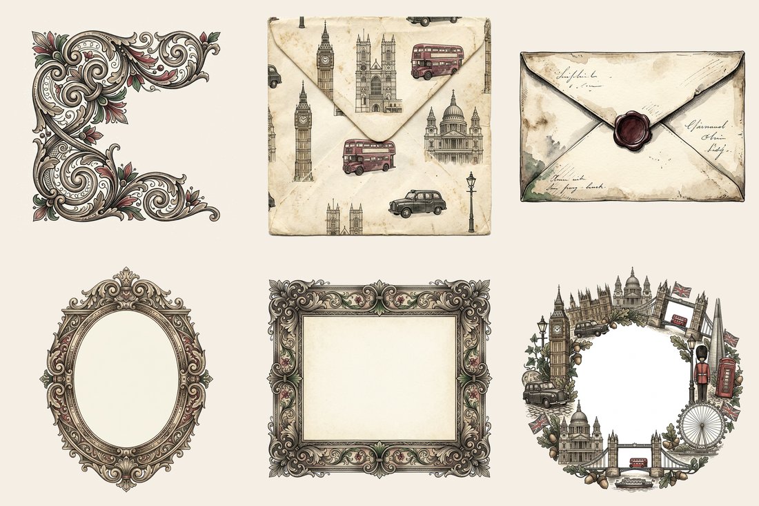 Vintage London Travel Junk Journal Kit | Foggy Street Ephemera + Printable Sheets | Digital Download