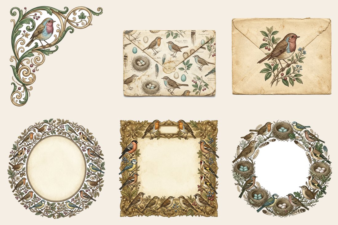 Vintage Ornithology Junk Journal Kit | Naturalist Bird Plates & Nests Ephemera | Digital Download