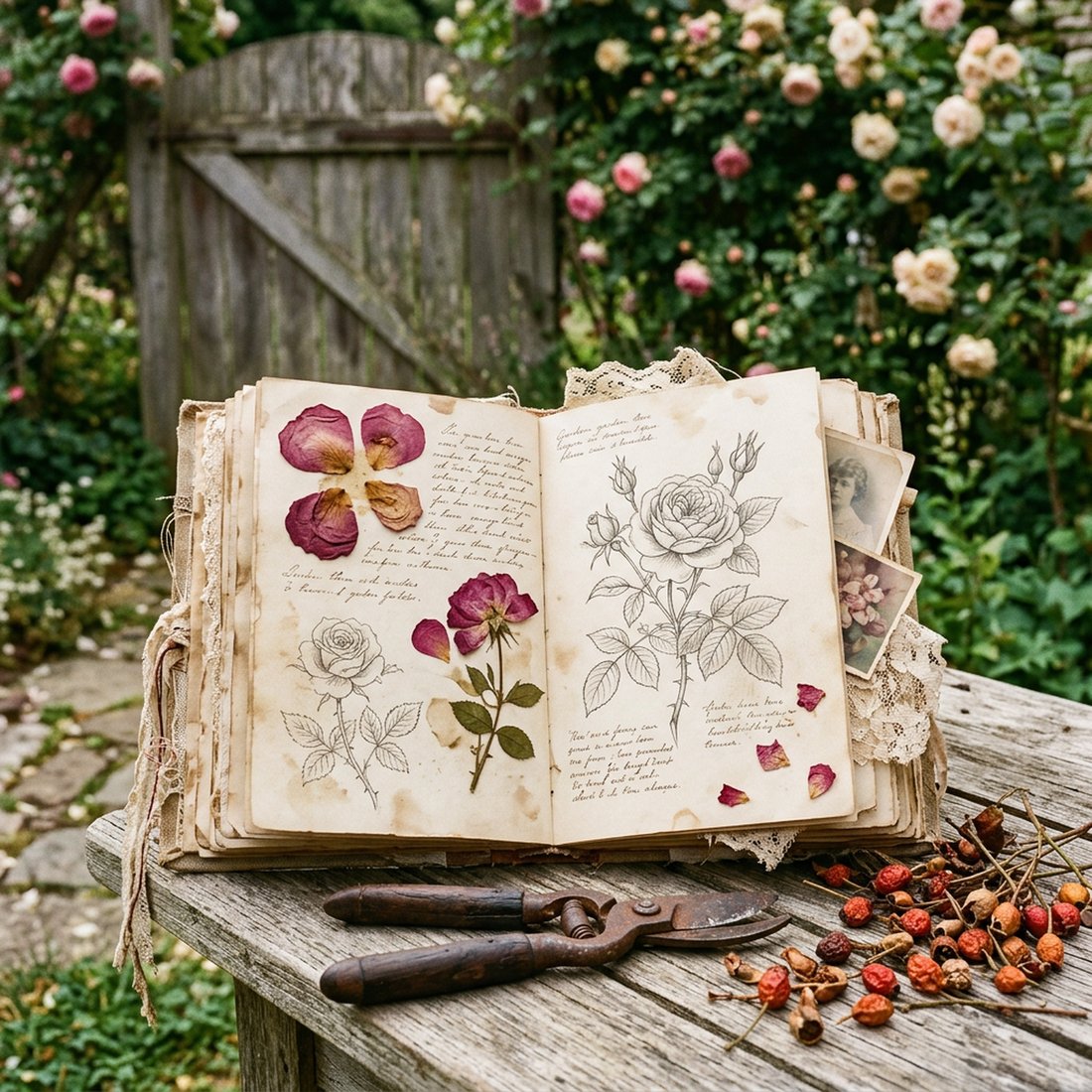 Vintage Rose Garden Junk Journal Kit | Botanical Ephemera & Printable Sheets | Digital Download