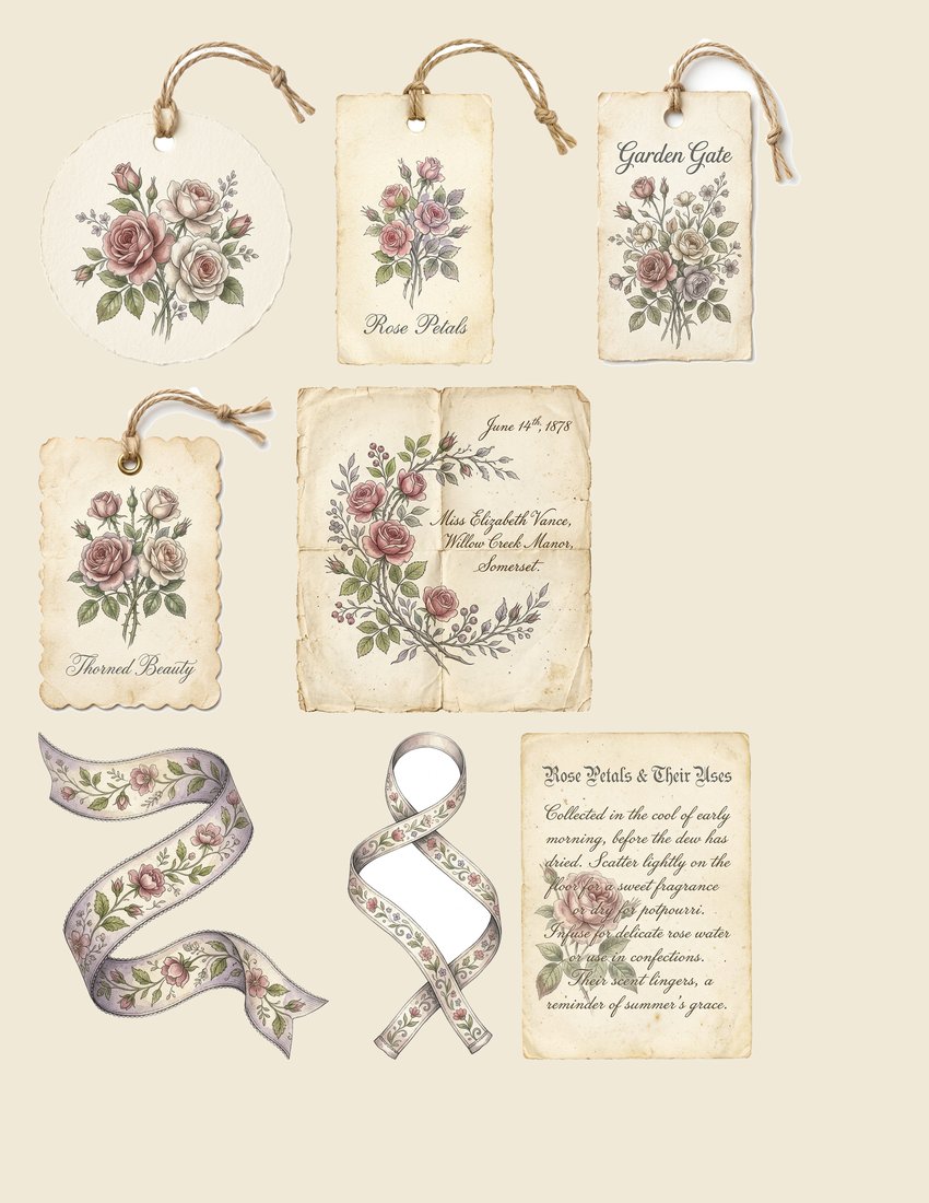 Vintage Rose Garden Junk Journal Kit | Botanical Ephemera & Printable Sheets | Digital Download