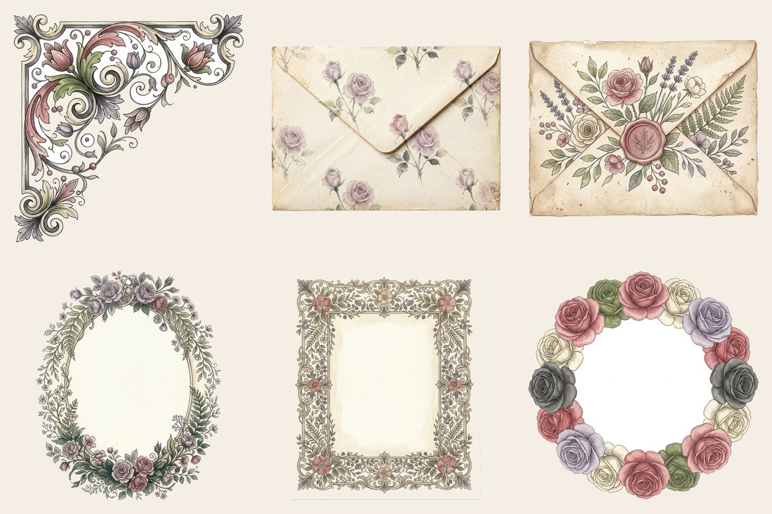 Vintage Rose Garden Junk Journal Kit | Botanical Ephemera & Printable Sheets | Digital Download