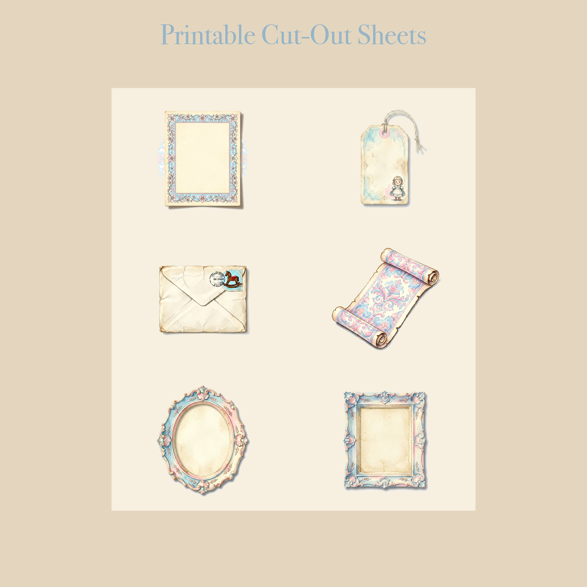 Vintage Toy Nursery Junk Journal Kit | Teddy Bear & Baby Ephemera Papers | Printable Cut-Outs | Digital Download