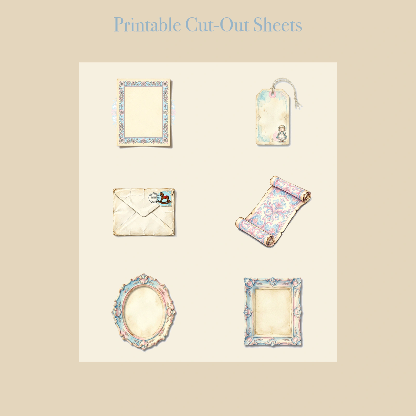 Vintage Toy Nursery Junk Journal Kit | Teddy Bear & Baby Ephemera Papers | Printable Cut-Outs | Digital Download