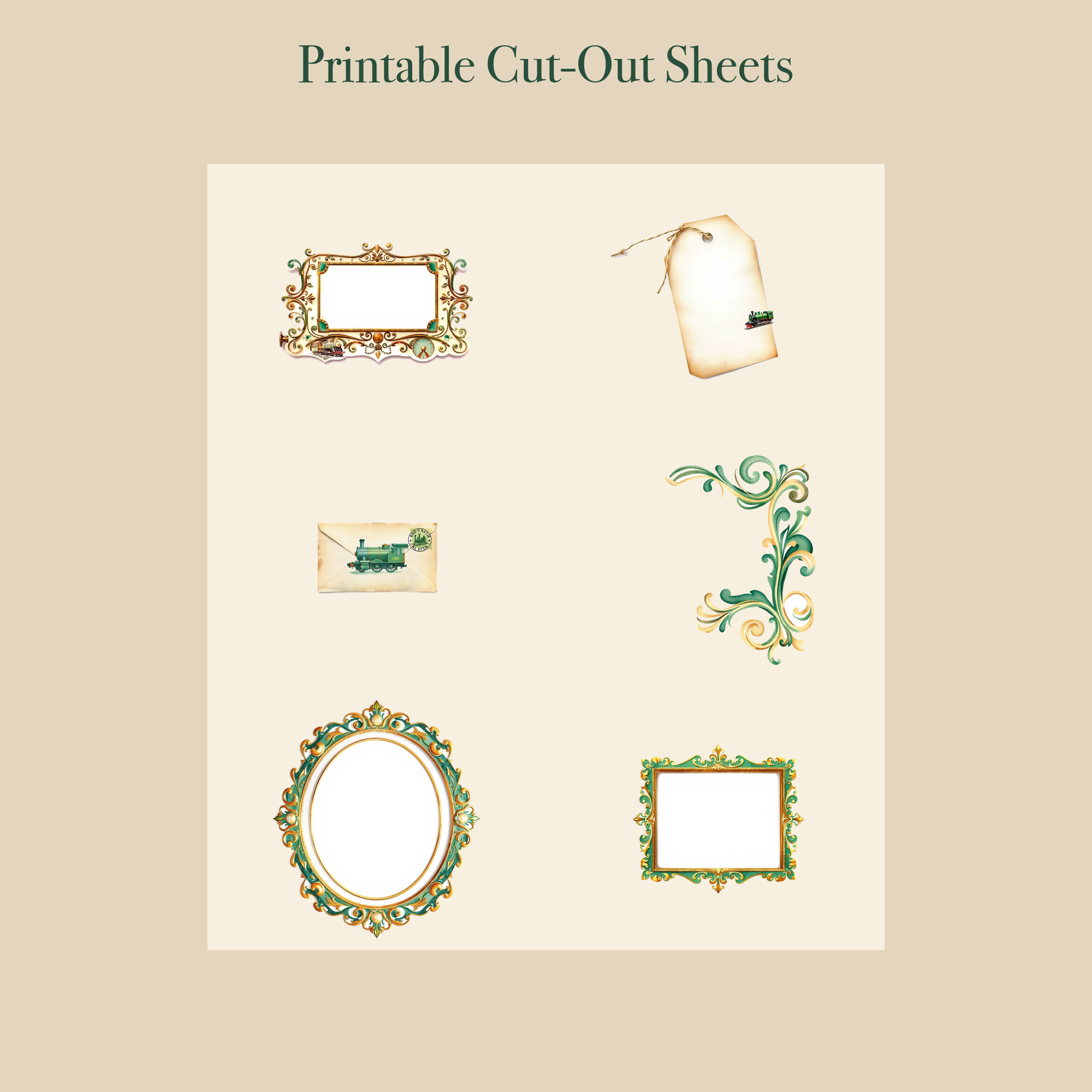 Vintage Railway Junk Journal Kit | Steam Train & Travel Ephemera Papers | Printable Cut-Outs | Digital Download