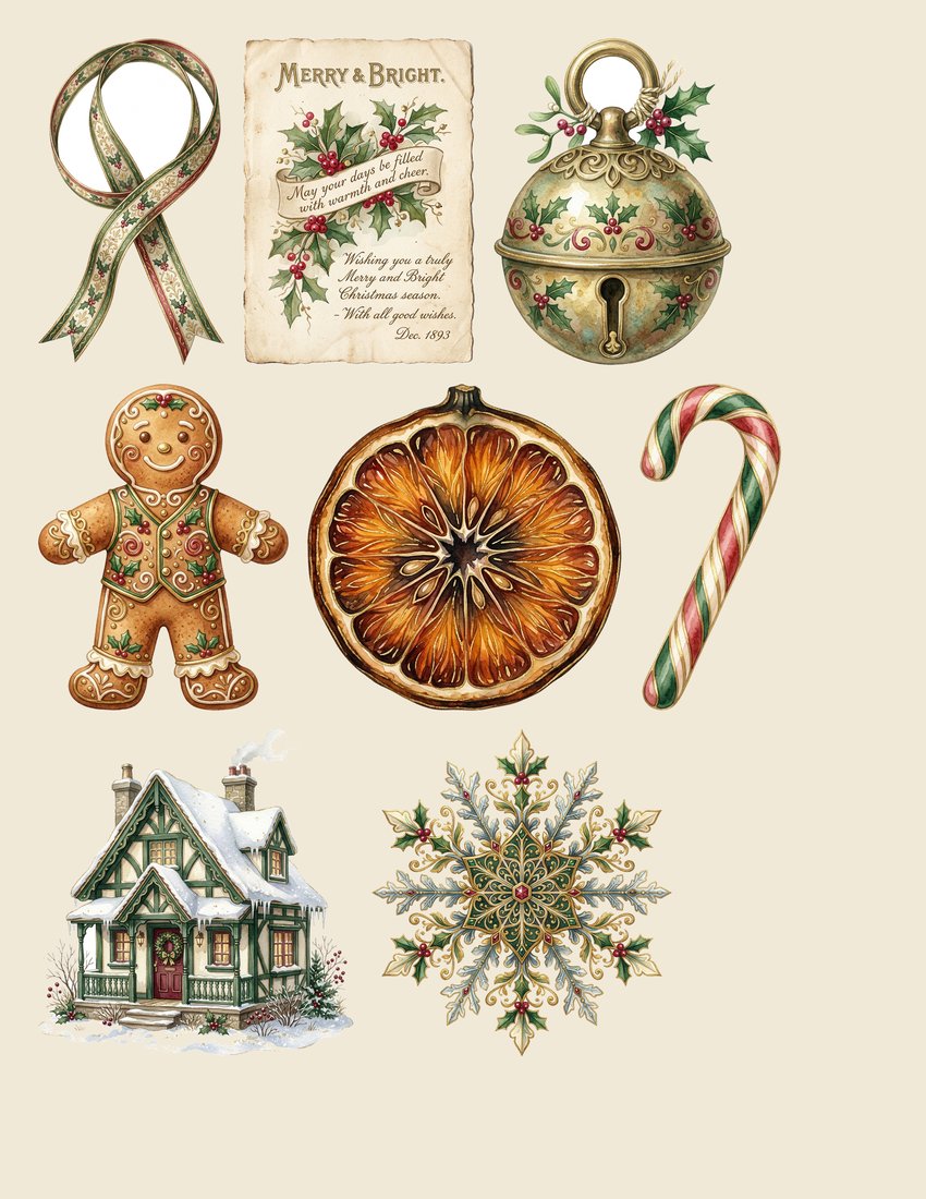 Vintage Yuletide Christmas Junk Journal Kit | Victorian Holiday Ephemera + Printable Sheets | Digital Download