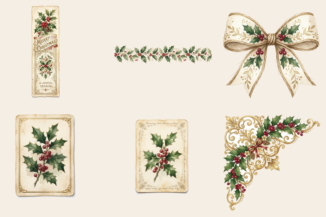 Vintage Yuletide Christmas Junk Journal Kit | Victorian Holiday Ephemera + Printable Sheets | Digital Download