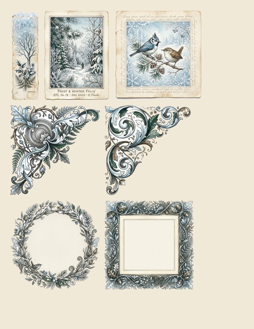 Winter Forest Junk Journal Kit | Woodland Frost Ephemera + Printable Sheets | Digital Download