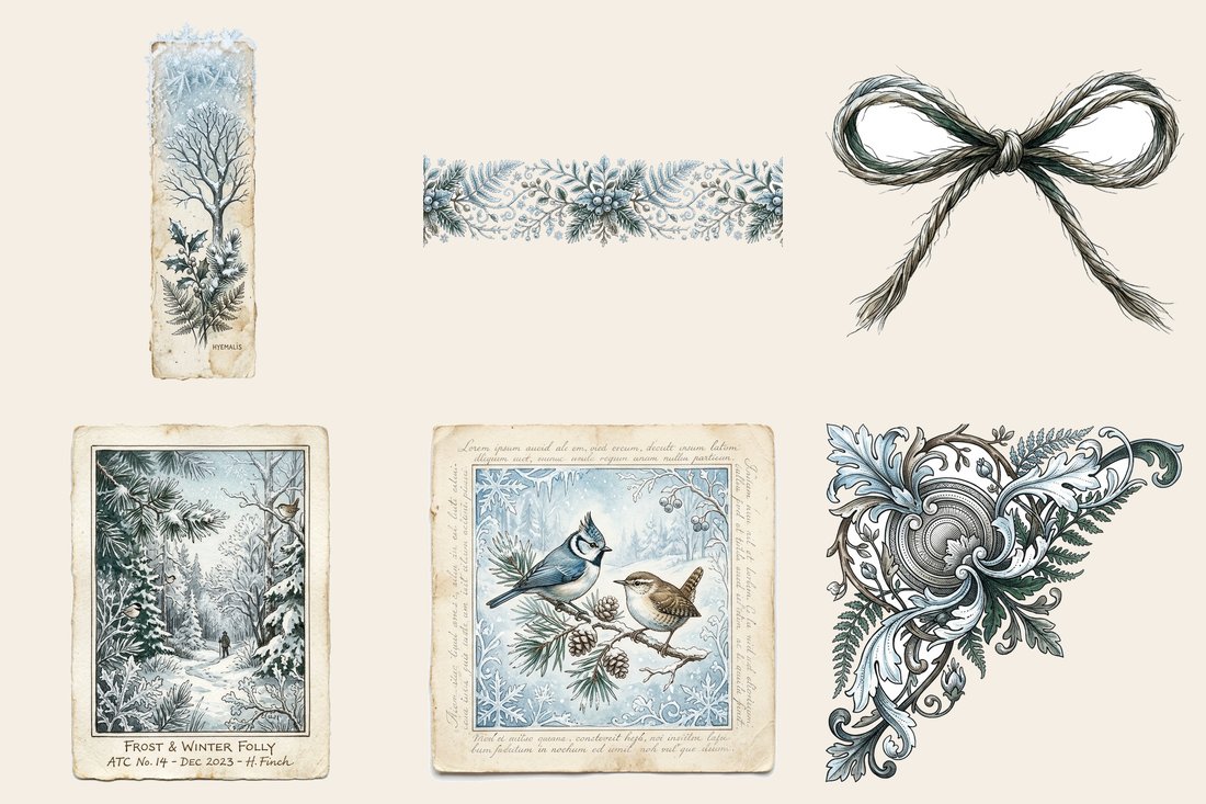 Winter Forest Junk Journal Kit | Woodland Frost Ephemera + Printable Sheets | Digital Download