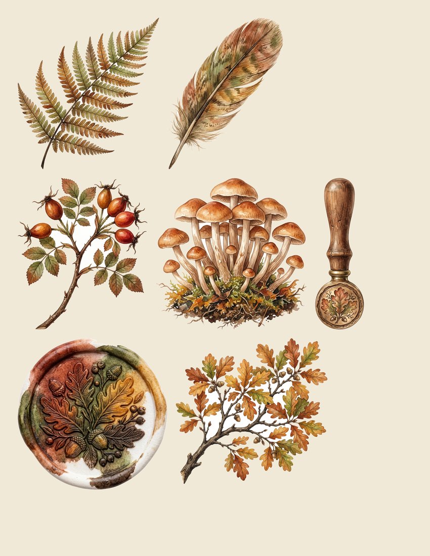Woodland Foraging Junk Journal Kit | Autumn Forest Mushroom Animal Ephemera + Printable Sheets | Digital Download