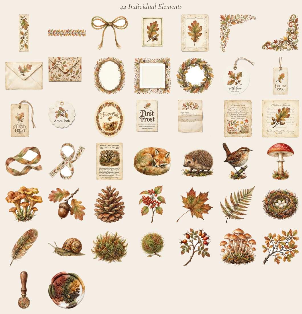 Woodland Foraging Junk Journal Kit | Autumn Forest Mushroom Animal Ephemera + Printable Sheets | Digital Download